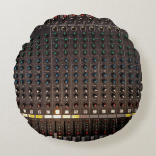 The button on the audio mixer round pillow
