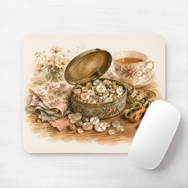 The Button Tin Mouse Pad (With Mouse)