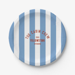 The Cabin Crew Custom Crest Blue Park Stripe Pap Paper Plate