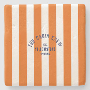 The Cabin Crew Custom Crest Orange Park Stripe Stone Coaster