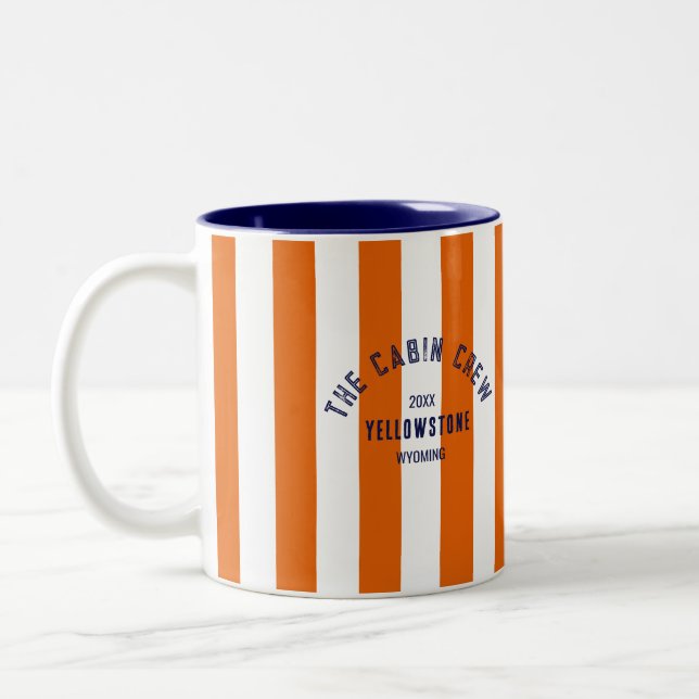 The Cabin Crew Custom Crest Orange Park Stripe  Two-Tone Coffee Mug (Left)