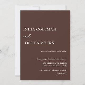 The Cacao 2.0: Brown Wedding Invitation