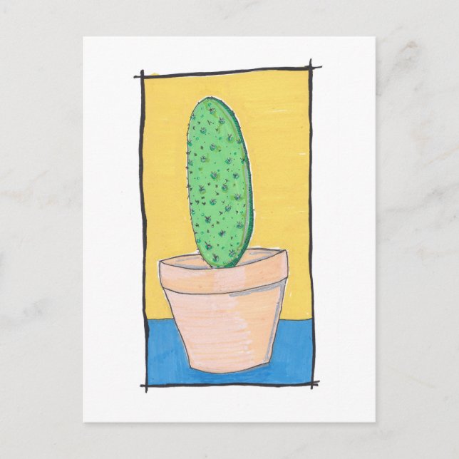 The cactus - original drawing - prickly pear - art postcard (Front)