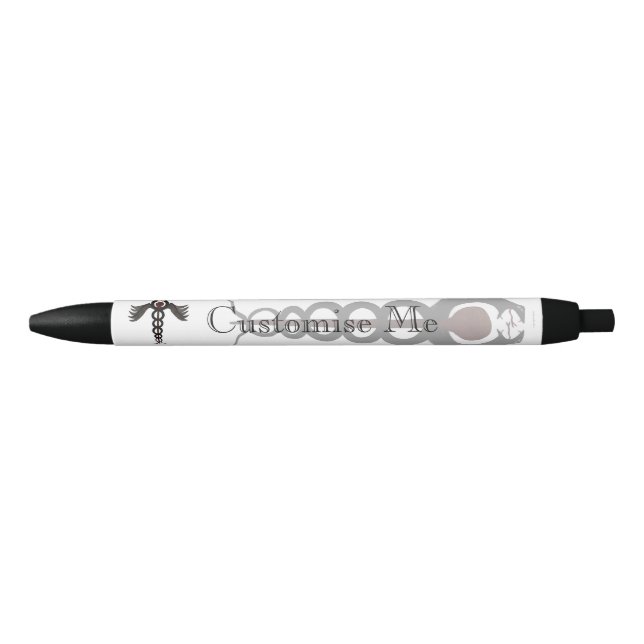 The Caduceus (Subdued) Black Ink Pen (Front)