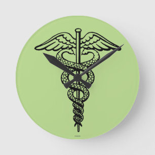 The Caduceus Symbol Round Clock
