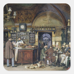 The Cafe in Rome, 1856 Square Sticker