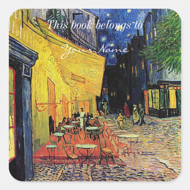 the cafe terrace on the place du forum, Arles... Square Sticker (Front)