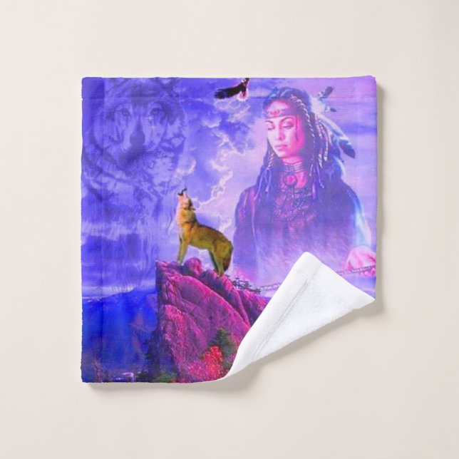 The Call Of The Great Wolf Spirit Bath Towel Set (Wash Cloth)
