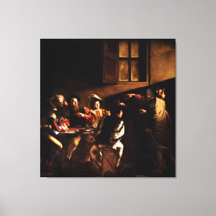 The Calling of St Matthew by Caravaggio (1600) Canvas Print