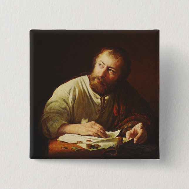 The Calling of the Apostle Matthew 2 Inch Square Button (Front)