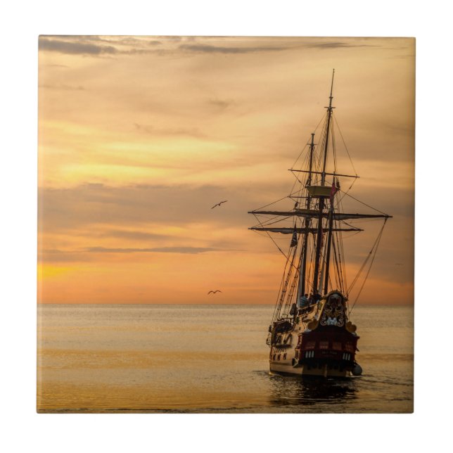 The Calm Sea - Galleon at Sail Tile (Front)