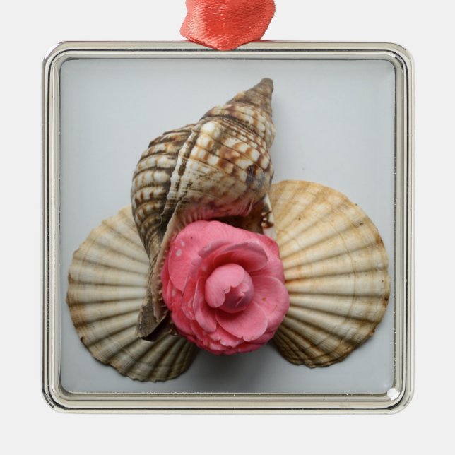 The Camellia And The Shells Metal Ornament (Front)