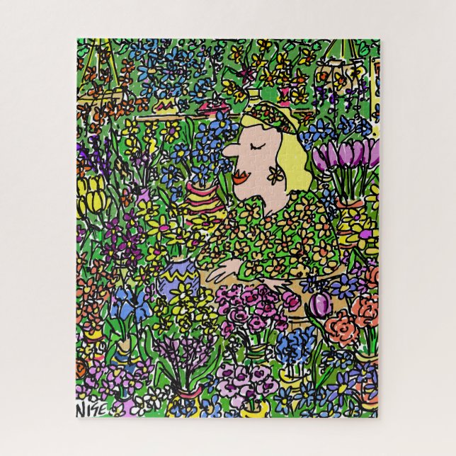 The Camouflaged Florist. Illustration on a Jigsaw Puzzle (Vertical)