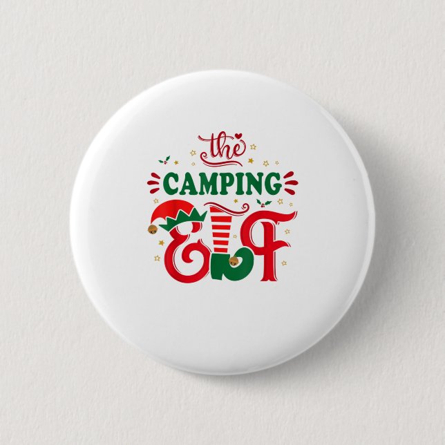 The camping elf funny christmas gift Fa 2 Inch Round Button (Front)