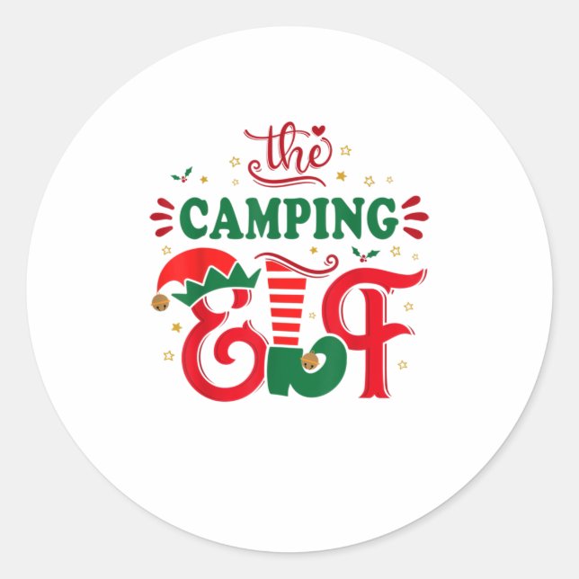 The camping elf funny christmas gift Fa Classic Round Sticker (Front)