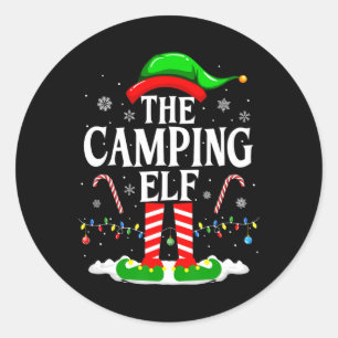 The Camping Elf Xmas Funny Matching Family Group C Classic Round Sticker