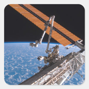 The Canadarm2 and solar array panel wings Square Sticker