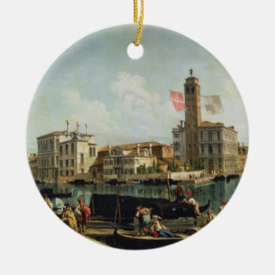 The Canal Grande and S. Geremia, Venice (oil on ca Ceramic Ornament