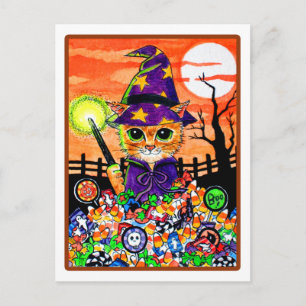 The candies spell postcard