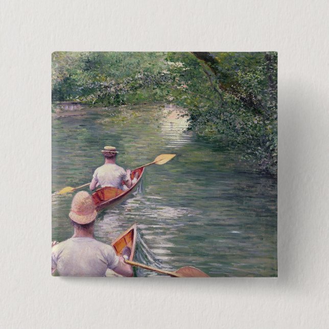 The Canoes, 1878 2 Inch Square Button (Front)