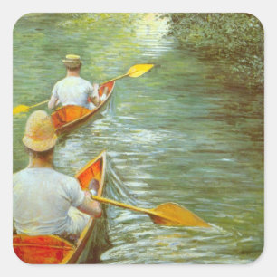 The Canoes, Perissoires by Gustave Caillebotte Square Sticker