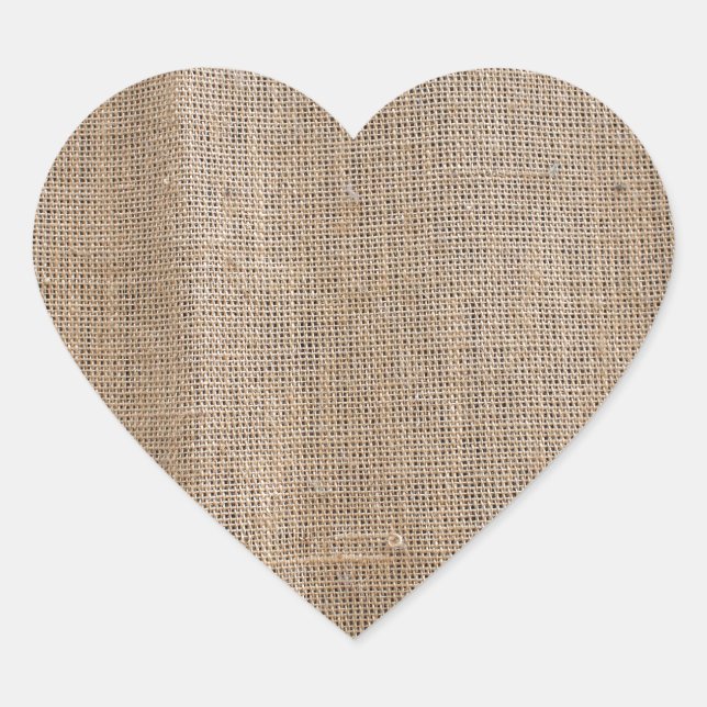The canvas of burlap texture heart sticker (Front)