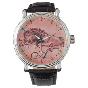 THE CAPE LION LYING DOWN,Antique Red Pink Monogram Watch