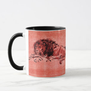 THE CAPE LION LYING DOWN, by Rembrandt Red,Black Mug