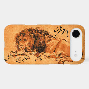 THE CAPE LION LYING DOWN, Orange ,Black Monogram