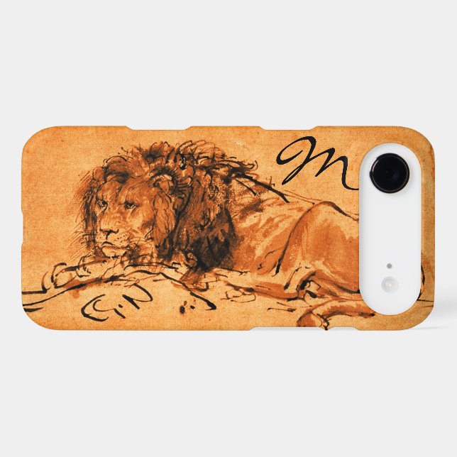 THE CAPE LION LYING DOWN, Orange ,Black Monogram (Back (Horizontal))