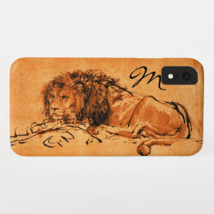 THE CAPE LION LYING DOWN, Orange ,Black Monogram iPhone XR Case