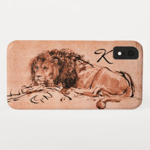 THE CAPE LION LYING DOWN, Pink ,Black Monogram iPhone XR Case