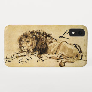 THE CAPE LION LYING DOWN, Sepia ,Black Monogram iPhone XR Case