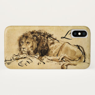 THE CAPE LION LYING DOWN, Sepia ,Black Monogram iPhone X Case