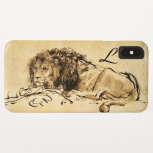 THE CAPE LION LYING DOWN, Sepia ,Black Monogram iPhone XS Max Case