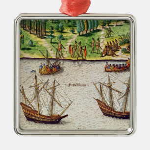 The Cape of Florida  and the Dolphin River Metal Ornament