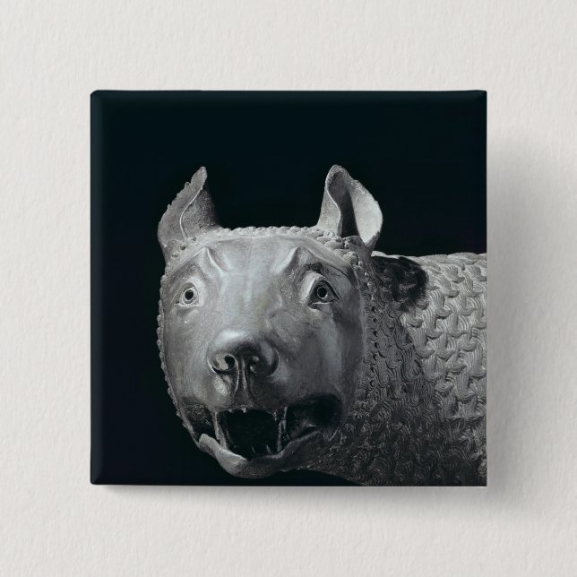 The Capitoline She-Wolf 2 Inch Square Button (Front)