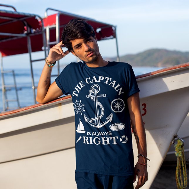 The Captain is always Right - Captain Funny - Navy T-Shirt (Creator Uploaded)