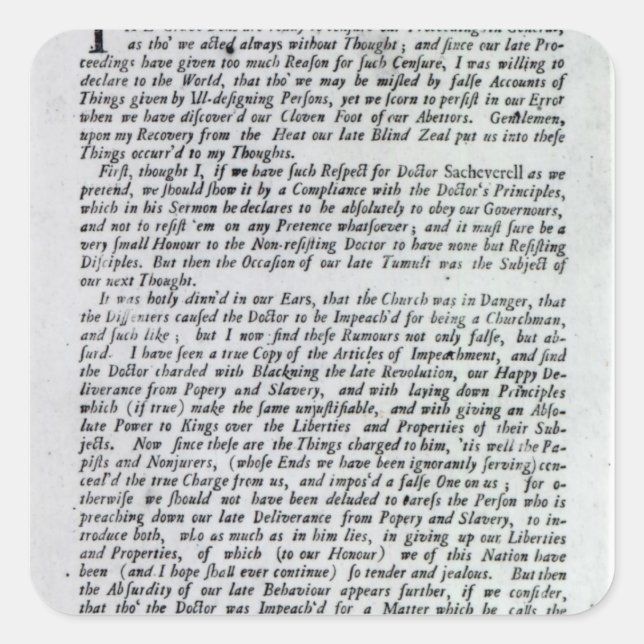 The Captain of the Mobs Declaration Square Sticker (Front)