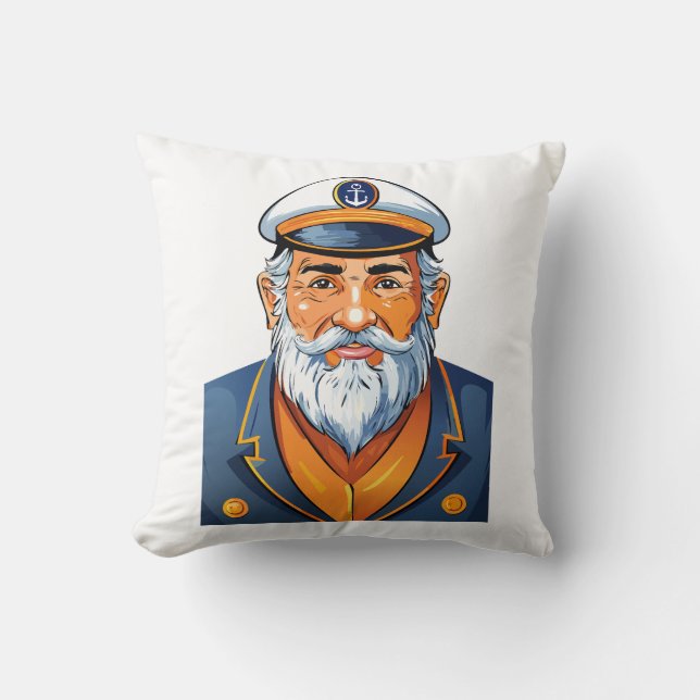 The captain of the ship throw pillow (Front)