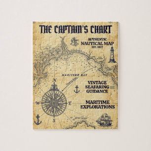 The Captain's Chart Vintage Nautical Map Jigsaw Puzzle