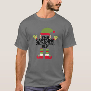 The Captains Drinking Elf Funny Christmas Rum T-Shirt