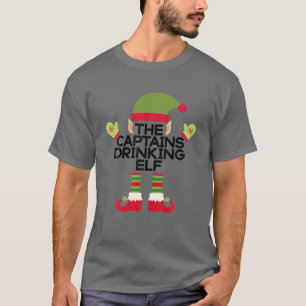 The Captains Drinking Elf Funny Christmas Rum T-Shirt