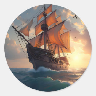 The Captain's Pride – Maritime Ship Art Classic Round Sticker