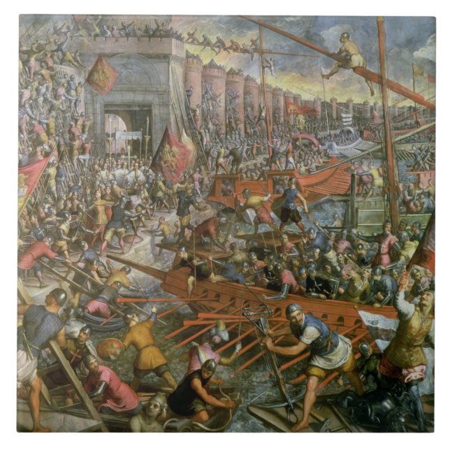 The Capture of Constantinople in 1204 (oil on canv Tile (Front)