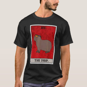 The Capybara Drip Tarot Card Semi Aquatic Big Rode T-Shirt