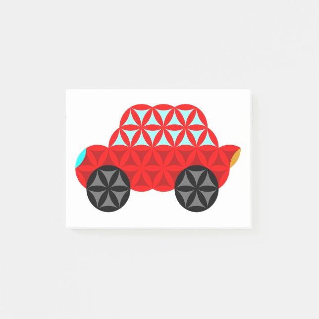 The Car Of Life - Sacred Shapes A3,Red. Post-it Notes (Front)