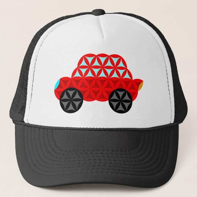 The Car Of Life - Sacred Shapes A3,Red. Trucker Hat (Front)