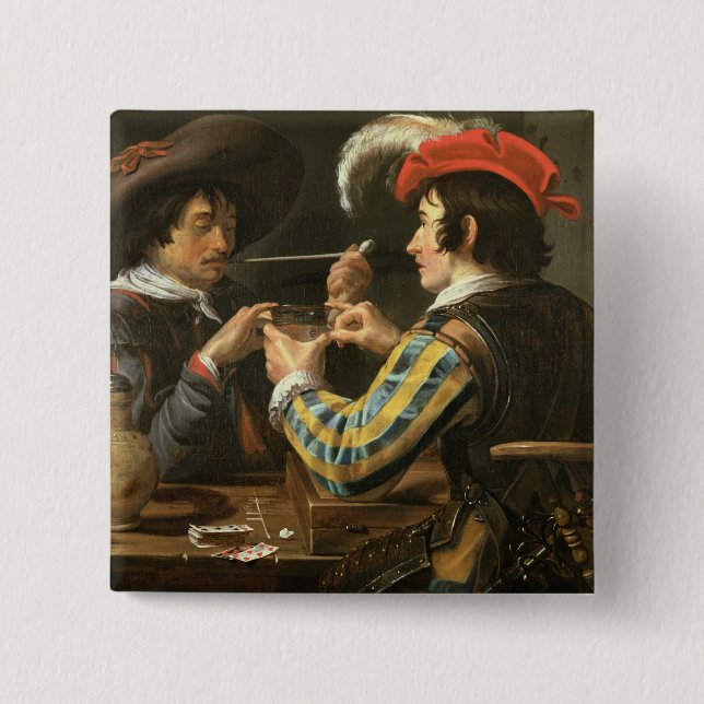 The Card Players 2 Inch Square Button (Front)