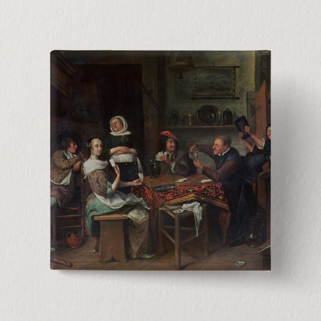 The Card Players 2 Inch Square Button (Front)